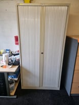 Large Metal Bisley Tambour Door Cabinet with Key 