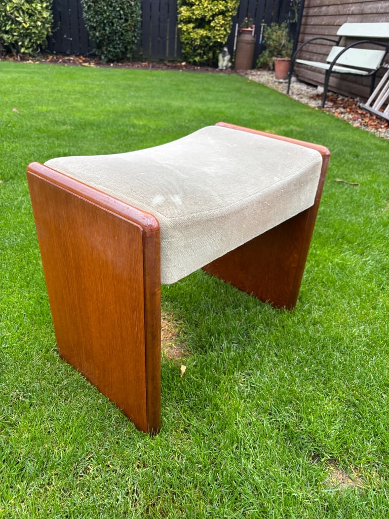 image for Mid century teak dressing table stool 