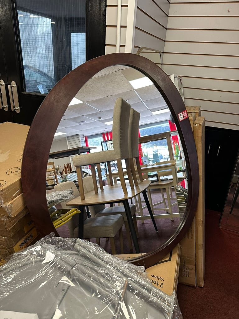 image for Mango Wood Irregular Wall Mirror - 120x100cm