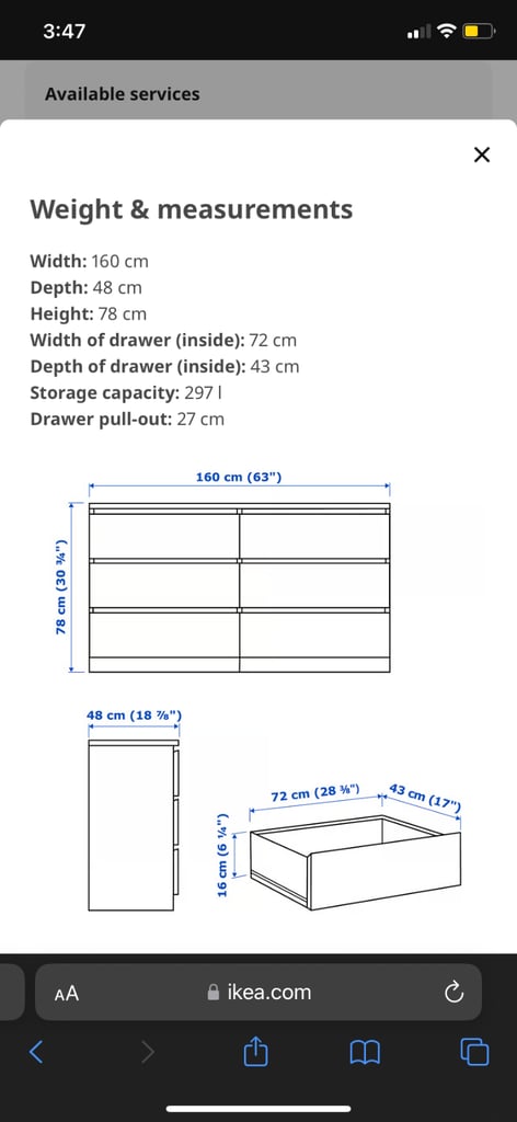 Ikea Malm Chest Of 6 Drawers