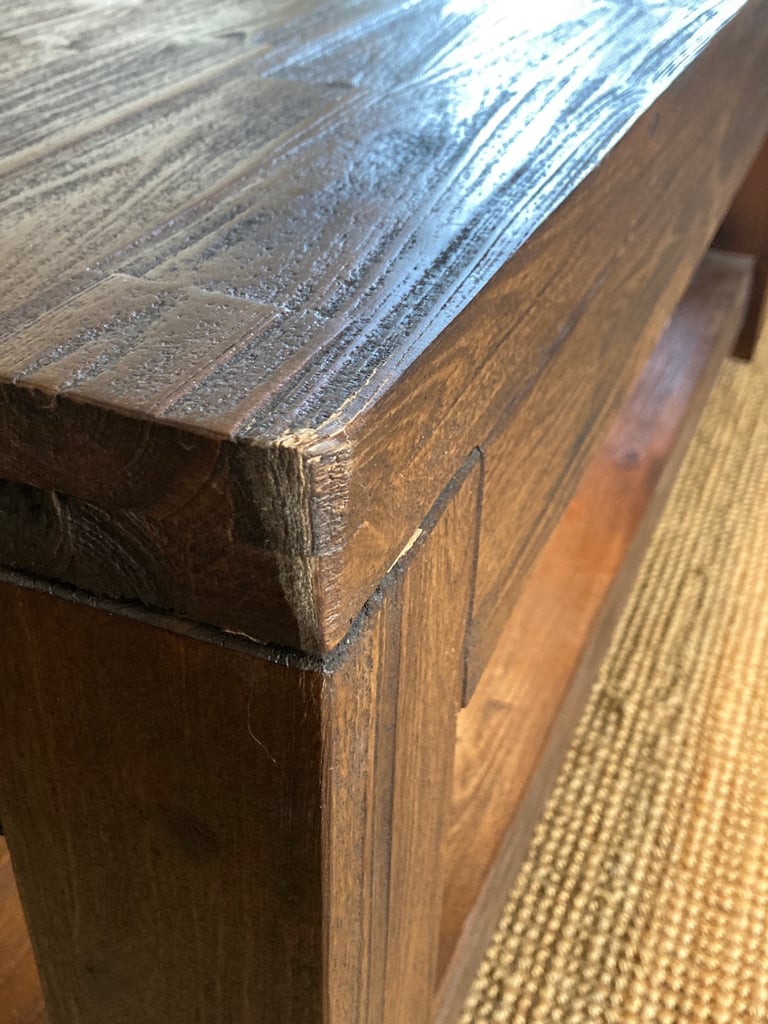 Rustic Acacia Wood Coffee Table & Lamp Table