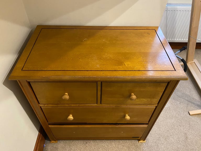 Beautiful Solid Wood Nursery Furniture Set - Cot Bed, Wardrobe & Chest of Drawers