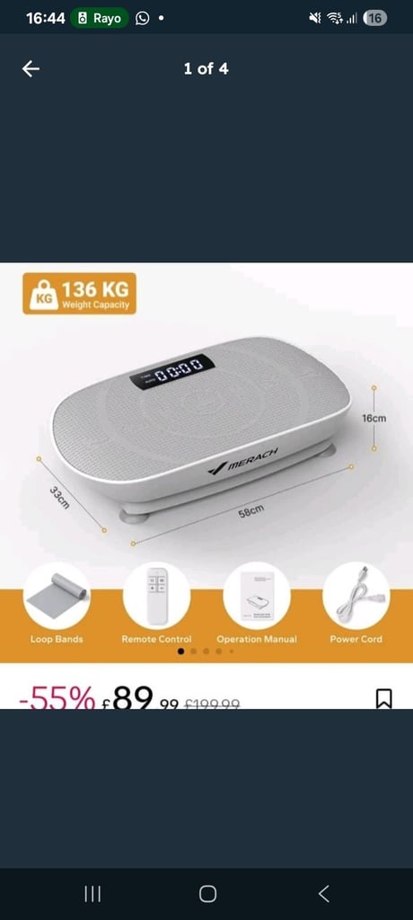 Vibration exercise plate, brand new in colour light grey