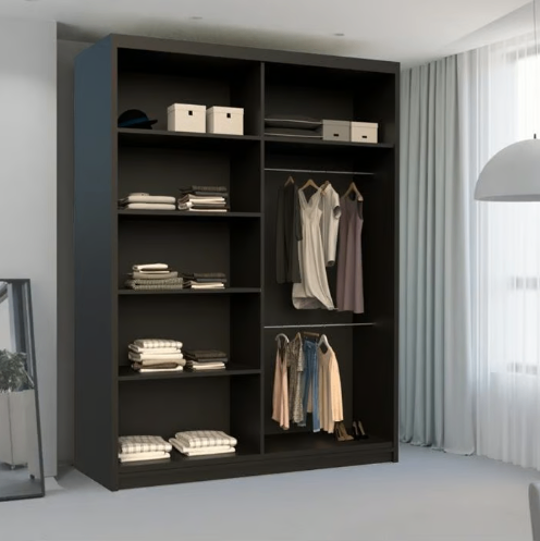 Brand New - Nicole Mirror Sliding Door Wardrobe - Black - SAME/NEXT DAY DELIVERY