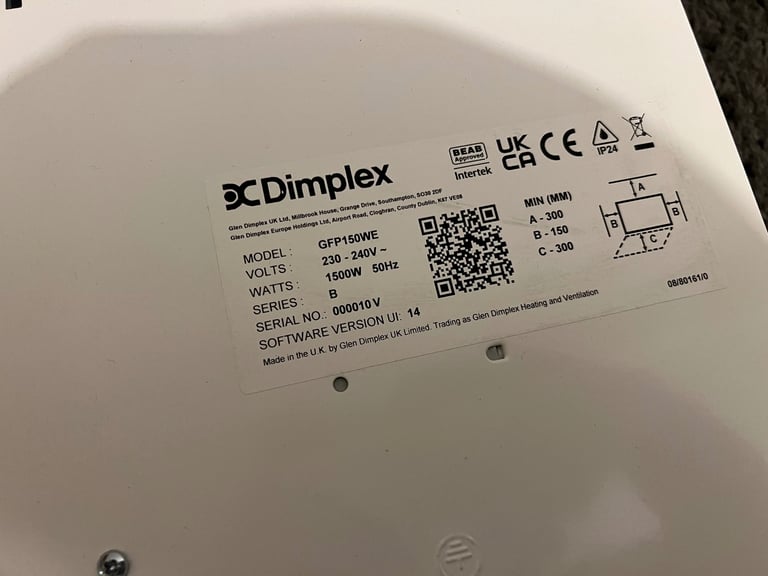 Can deliver, Dimplex GFP150WE 1500w electric wall panel heater , white glass