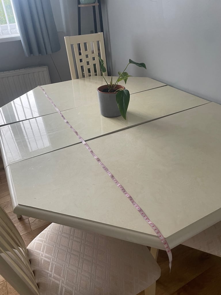 Cream dining table & 4  chairs