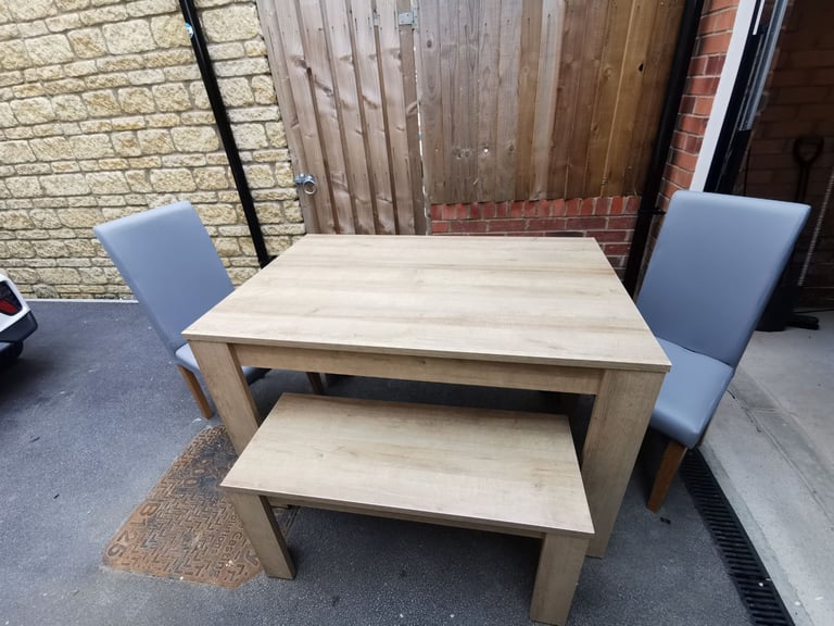 image for Oak Effect Dining Table Set