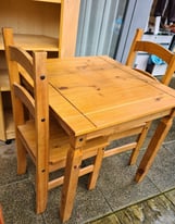 image for Mexican corona pine style dining table & 2 chairs. In good clean condition.