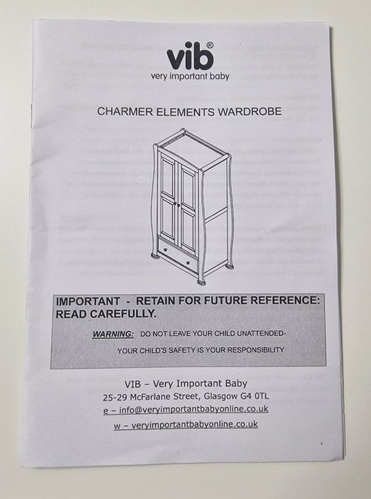 VIB Charmer Elements Wardrobe and Drawers/Changing Table