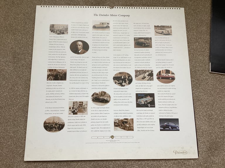 Choice of 6 Vintage Jaguar/Daimler Calendars,1992,1993,1995,1996,1997,1998.