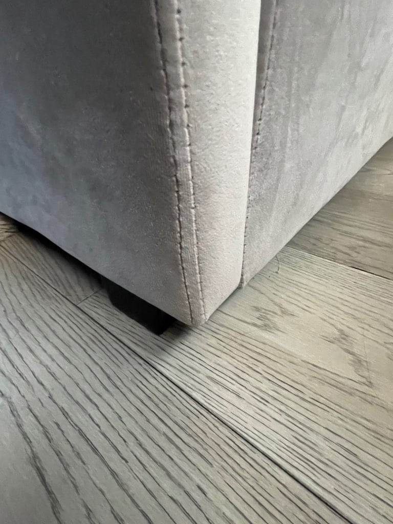 Grey Velvet Double Ottoman Bed