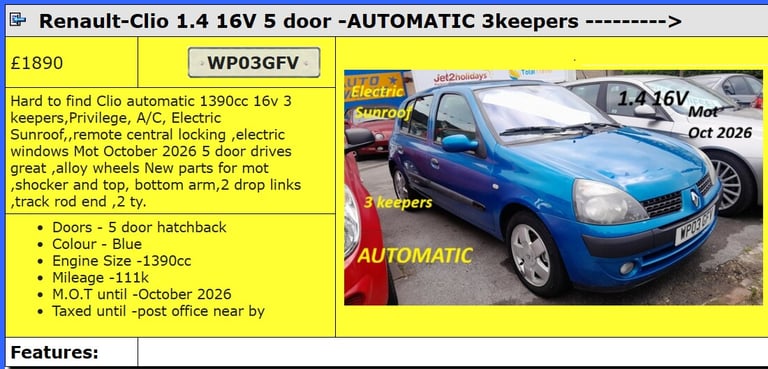 2003 Renault Clio 1.4 16V Privilege 5dr Auto HATCHBACK Petrol Automatic