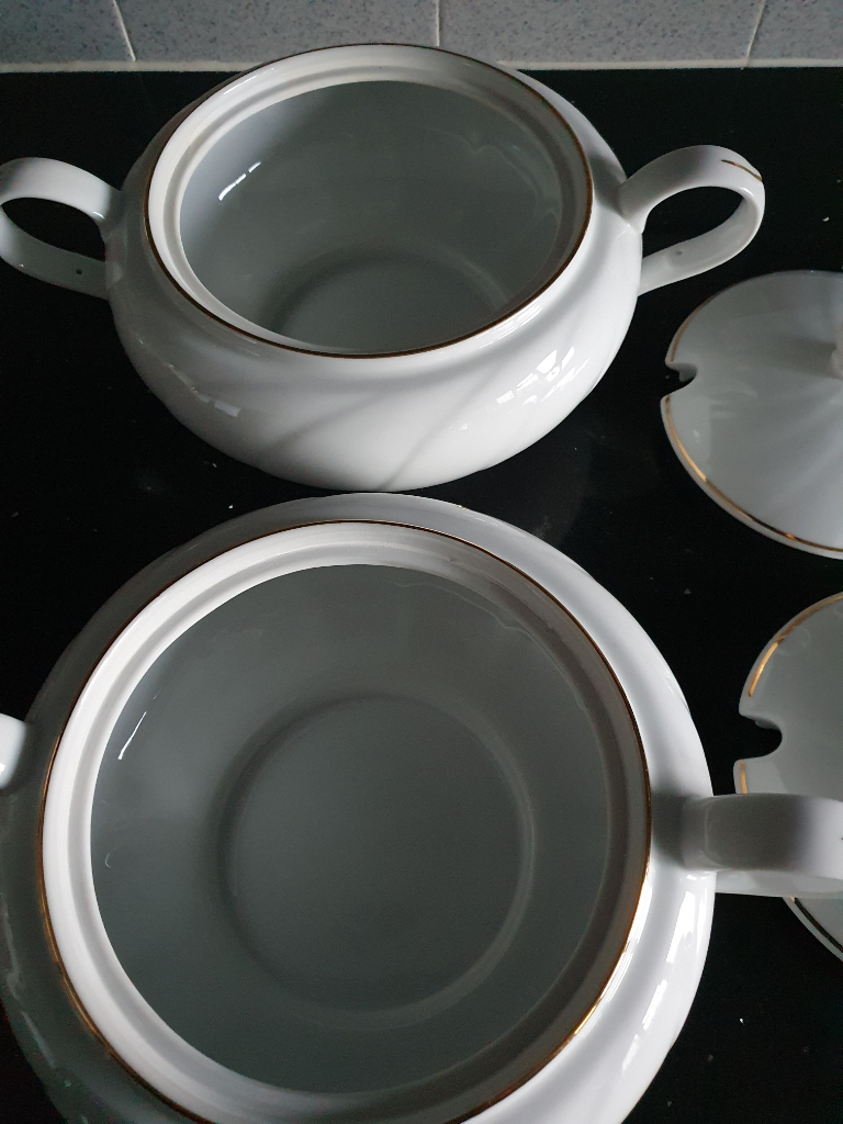 REDUCED!  Set of 2 White Harmony Porcelain Terrines with Lids