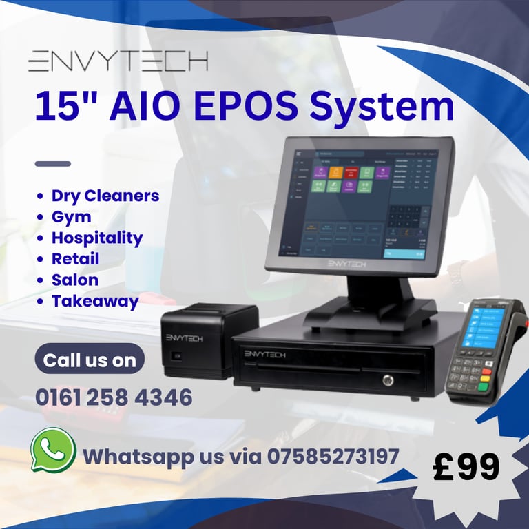  Full Touchscreen EPOS System for Hospitality POS Cash Register Till Bar Pub Cafe Restaurant Coffee