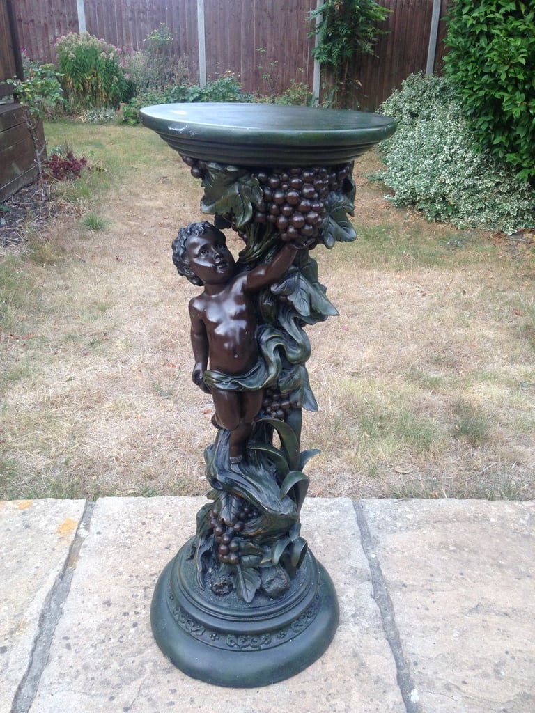 image for Plant stand jardiniere pot stand , cherubs , bronze look