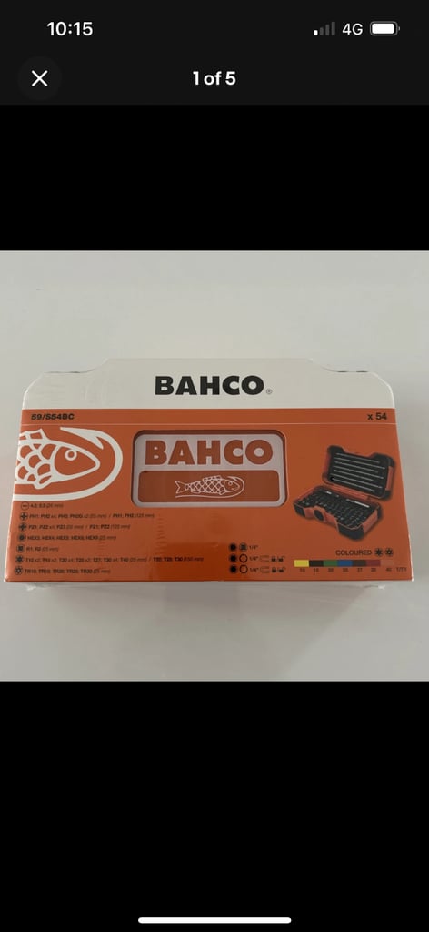 image for Brand new and sealed Bahco BAH59S54BC 59/S54BC Colour Coded Bit Set 54pcs.