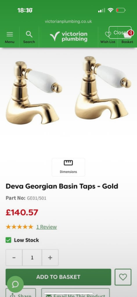 image for Gold bathroom taps 