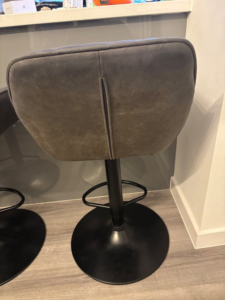 4 Grey faux suede bar stools