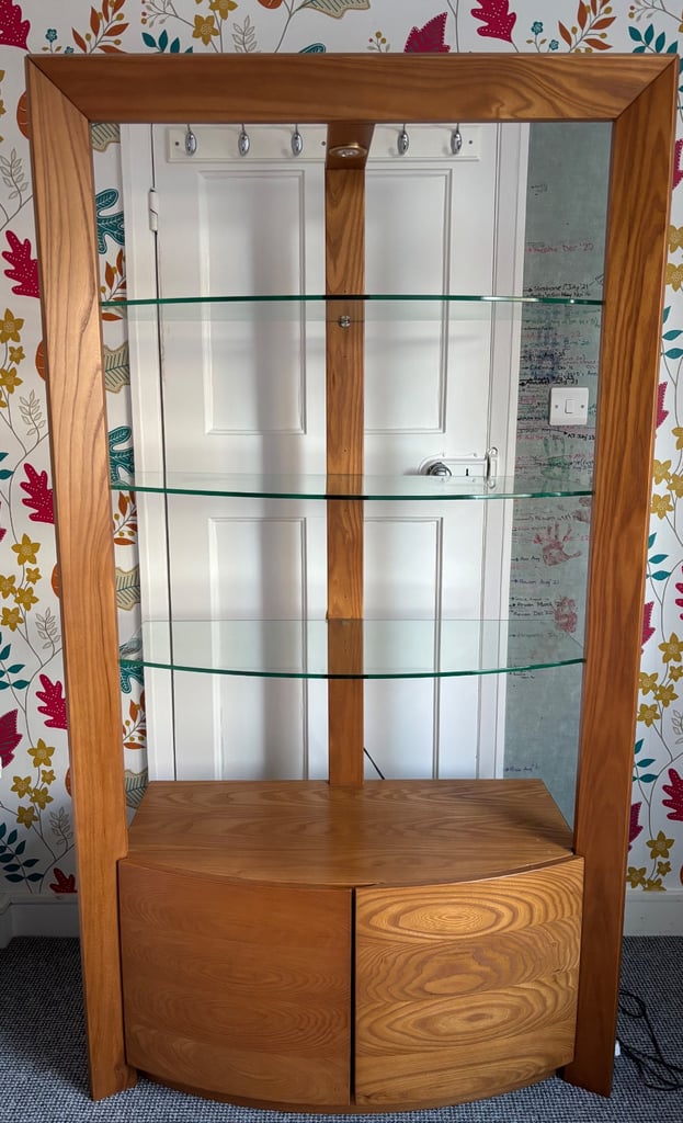 image for Oak display cabinet with glass shelves