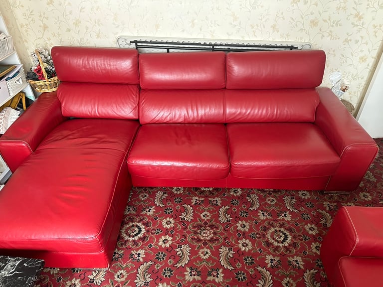 image for Red Leather Sofa Bed 