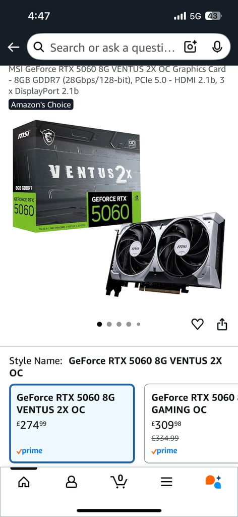 image for MSI GeForce RTX 5060 8gb