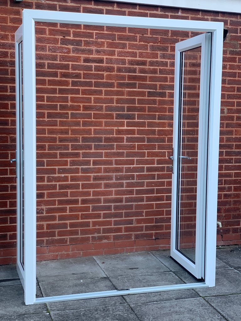 UPVC DOUBLE GLAZED FRENCH PATIO DOOR & KEYS 155.5cm WIDE 214cm HIGH Can Deliver