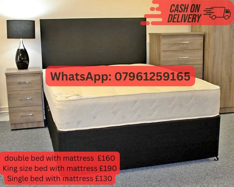 DOUBLE BED FIRM MATTRESS STORAGE DRAWERS ALL FURNITURE DIVAN