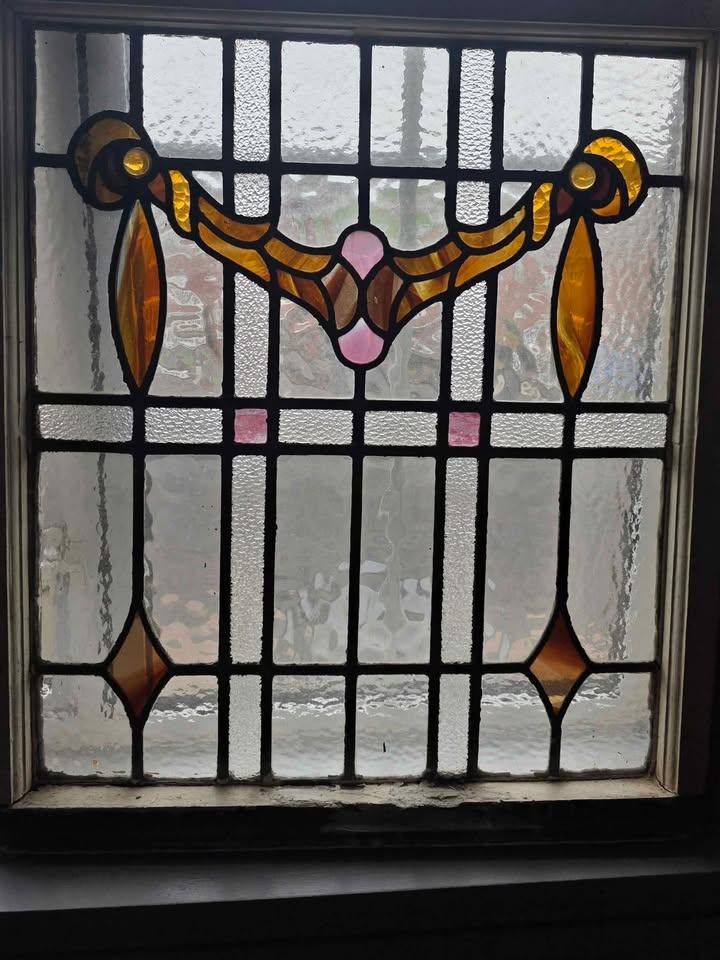 image for Antique Stained Glass Window (Framed) 65.5cm X 74cm