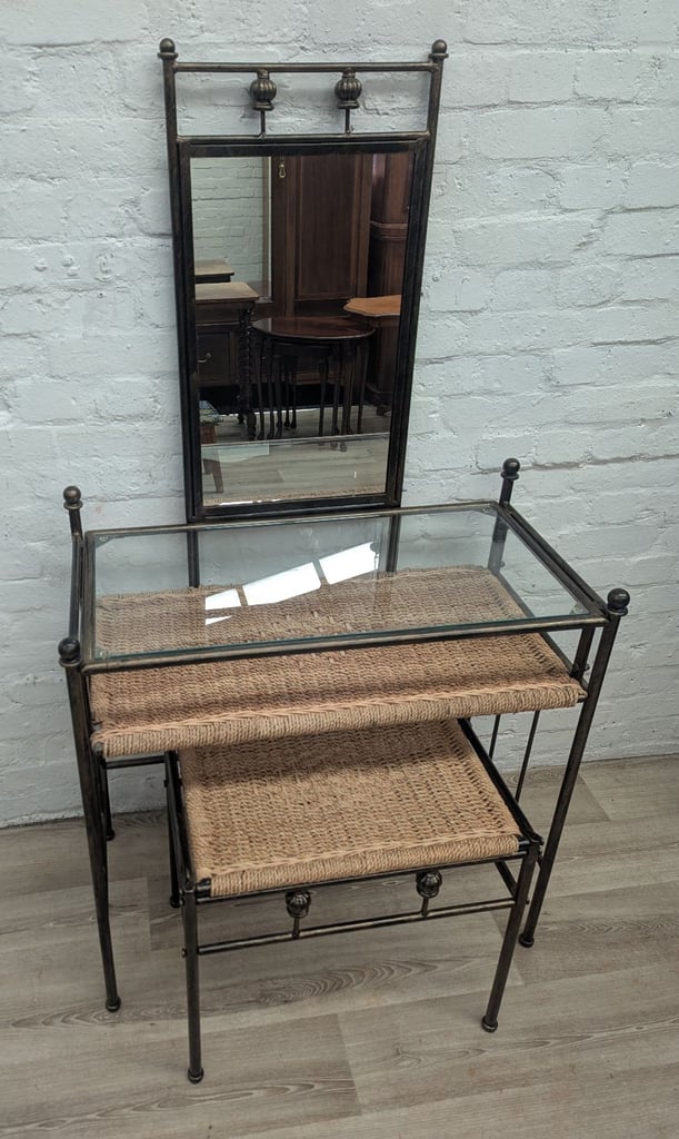Contemporary wrought iron and wicker dressing table and stool(DELIVERY AVAILABLE)