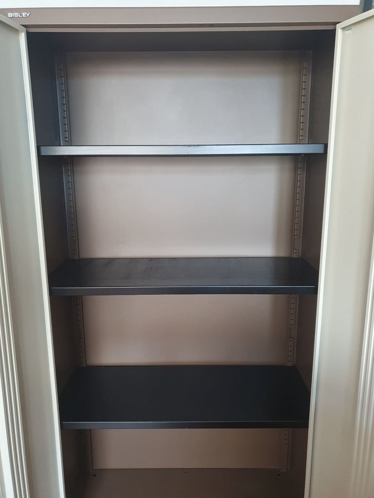 Bisley Steel Double Door Contract Cupboard with 3 Shelves – Coffee Cream