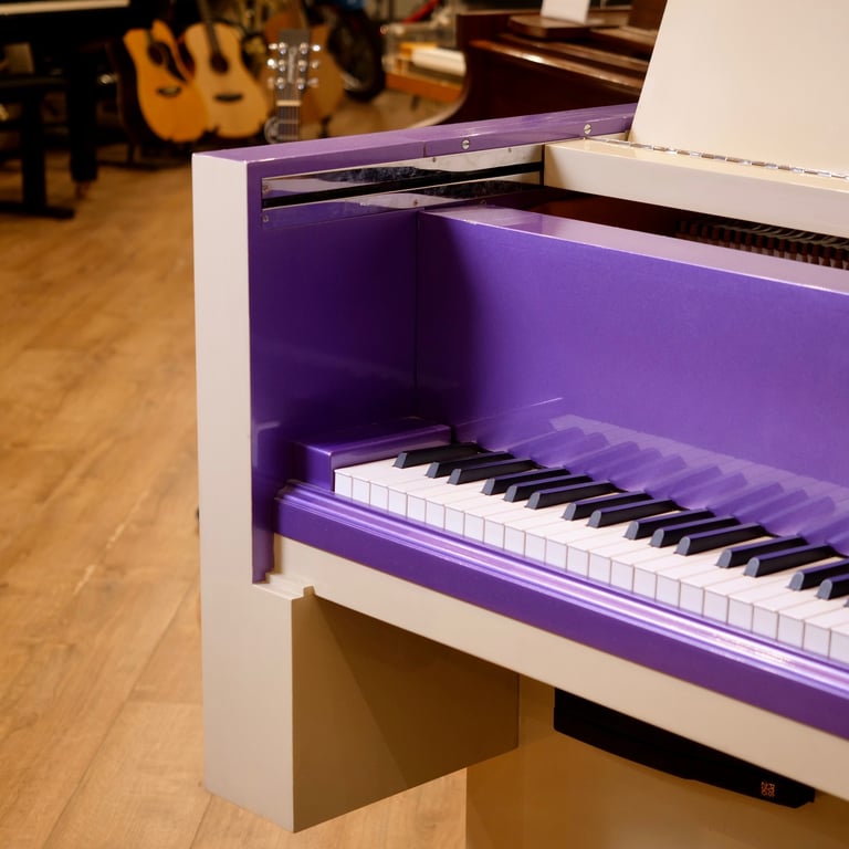 Bespoke Interior Square Grand Piano | Purple & Cream | Delivery, Stool, Tuning