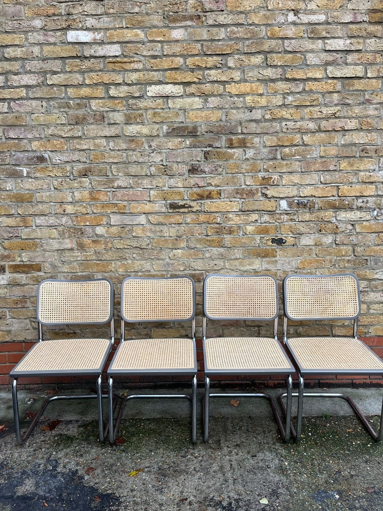Rare Set of 4 vintage Bauhaus Marcel Breuer grey Cesca dining chairs