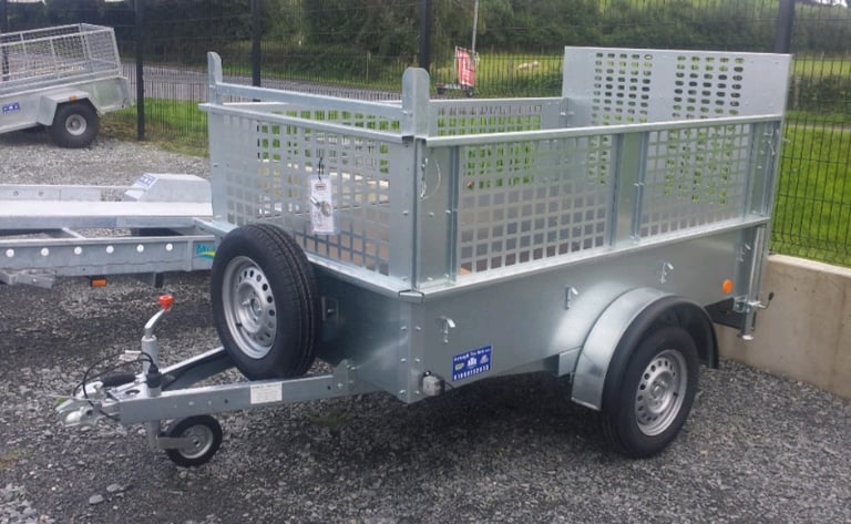 image for 7x4ft single wheel trailer with meshsides and ramp door