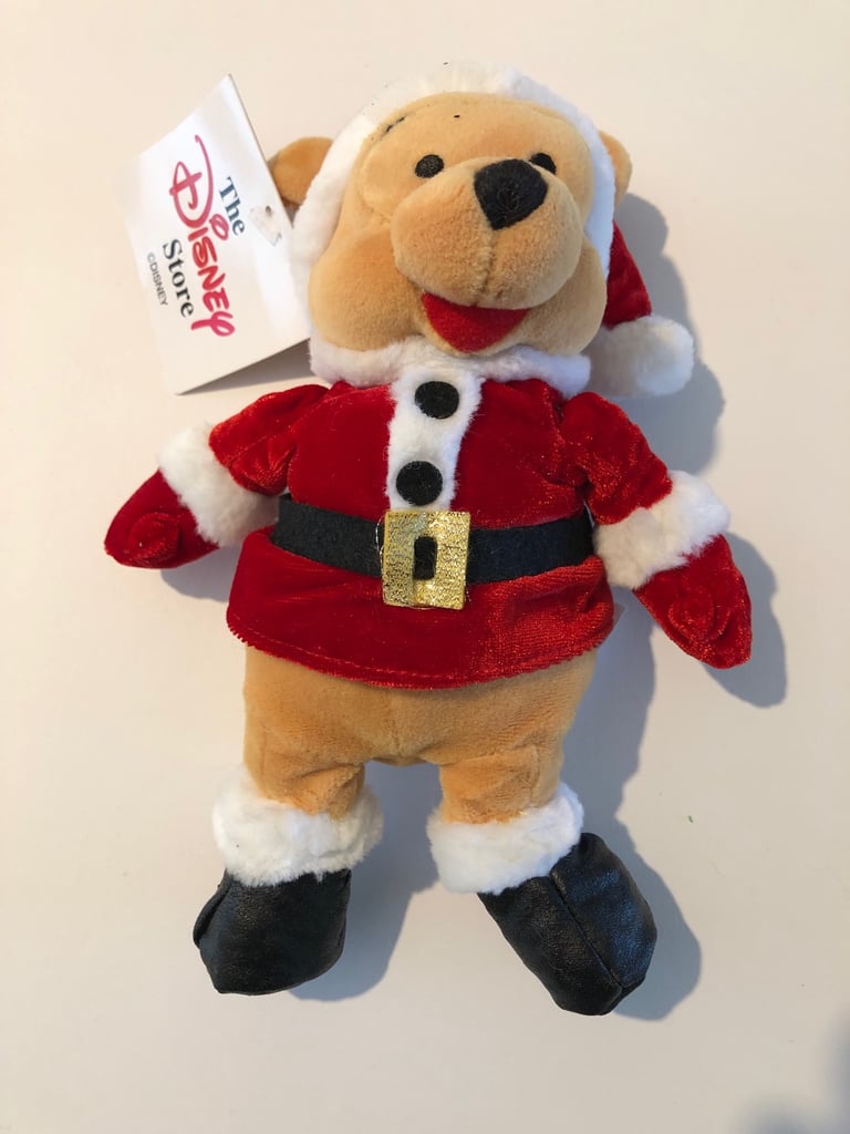 image for Disney Store 1999 Winnie the Pooh, Santa Pooh Beanie, Tagged, Xmas 1999