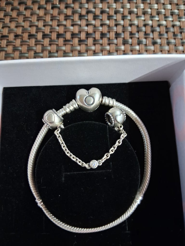 image for Brand new genuine silver pandora bracelet with safety chain 