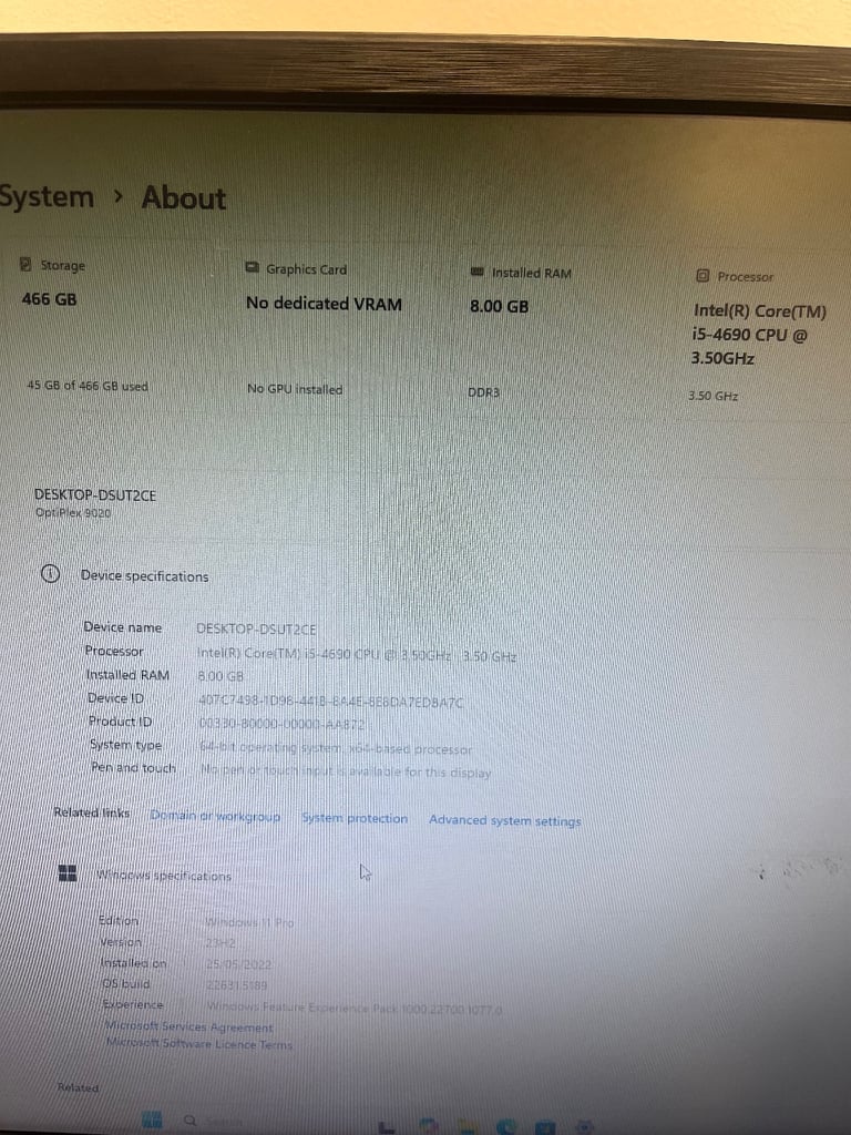 Dell i5 8gb ram windows 11 pro