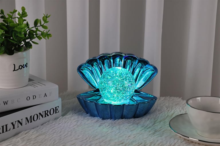 Sea Shell Lamp Blue Lamp Metallic Mint LED Night Light| Colour Changing Feature|