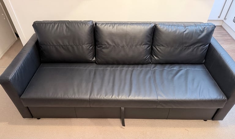 image for IKEA FRIHETEN 3-Seat Sofa Bed – Bomstad Black Leather
