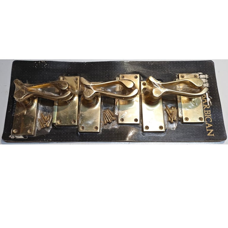 image for Barbican - Brass Door Handles - 3 Pairs MP320