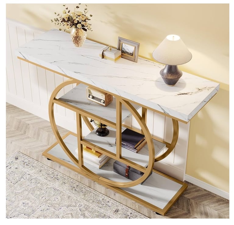 Tribesign Console Table White Gold