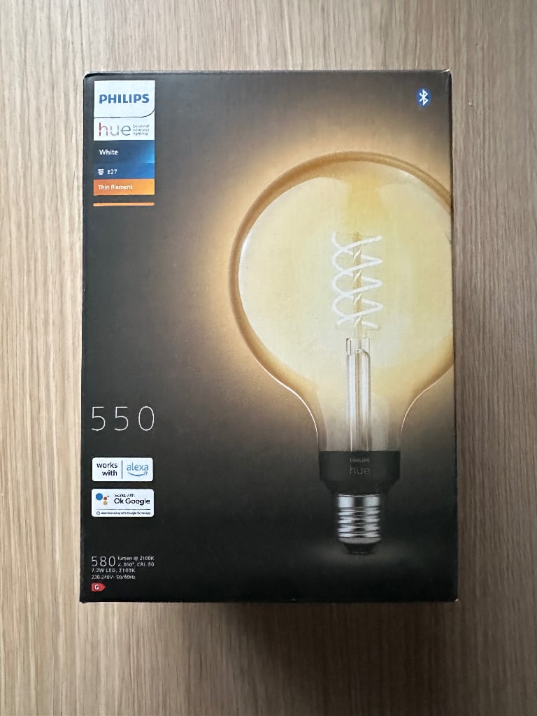 image for Philips Hue White Filament Lamp, Giant Globe, 7.2W , E27, 580lm , 2100K (9290030521) 