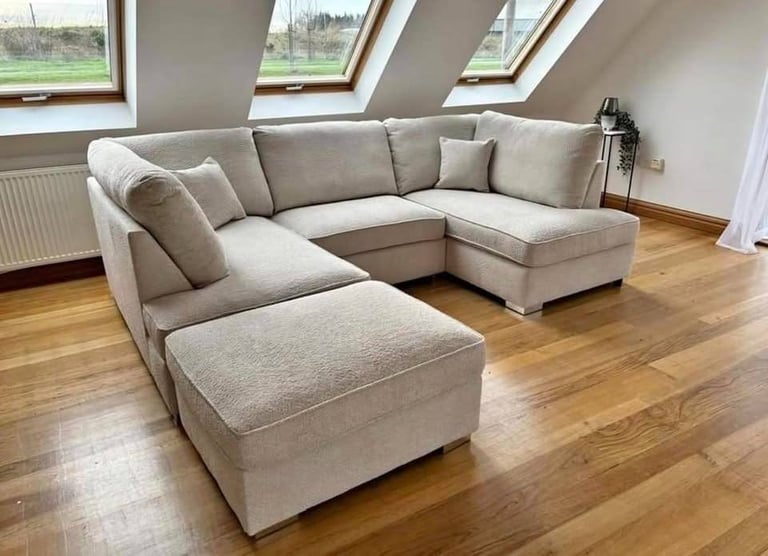 image for U shape high back sofa bed / footstool