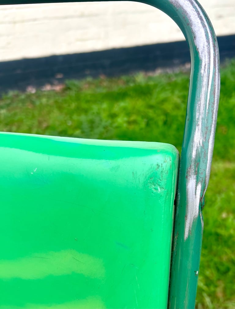 Yellow stacking vintage chairs antique dining kitchen industrial restaurant retro seating cafe