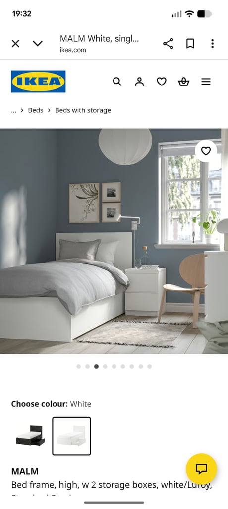 image for White Single Bed with 2 under bed Drawers