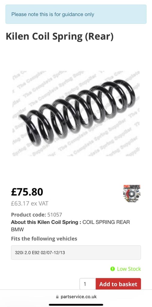 Rear coil springs for BMW M Sport (M-technology)