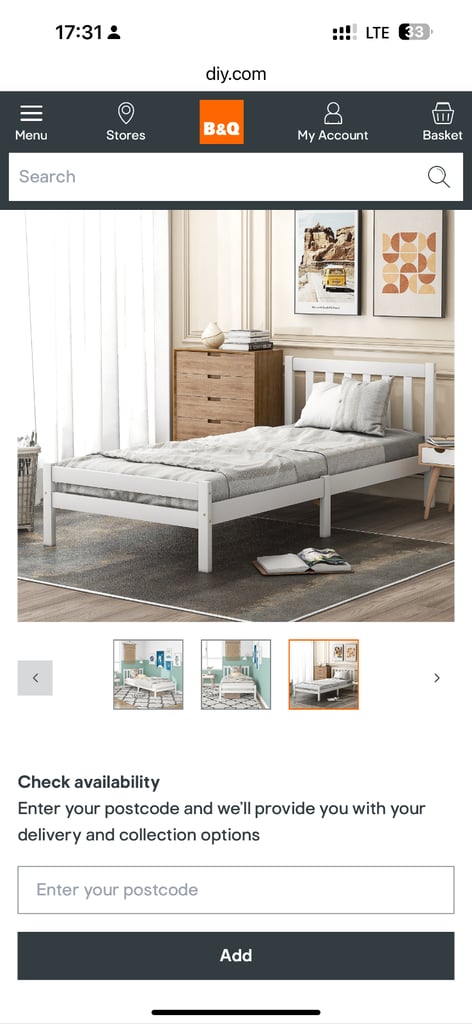 image for Pine single bed. New. White