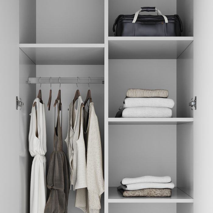 New 2 Drawers 2 Doors White Free- Standing Wardrobe With Large Hanging Space RRP £225 Our Price £185