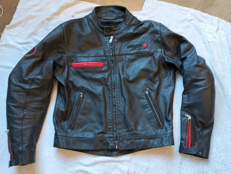 Vintage CMJ Ducati Motorcycle  Short Leather Jacket Medium Approx 42" Chest