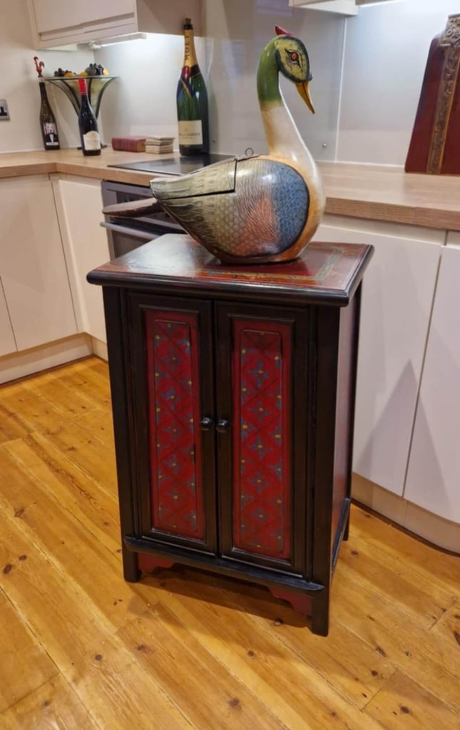 image for Stunning solid wood oriental painted cabinet  