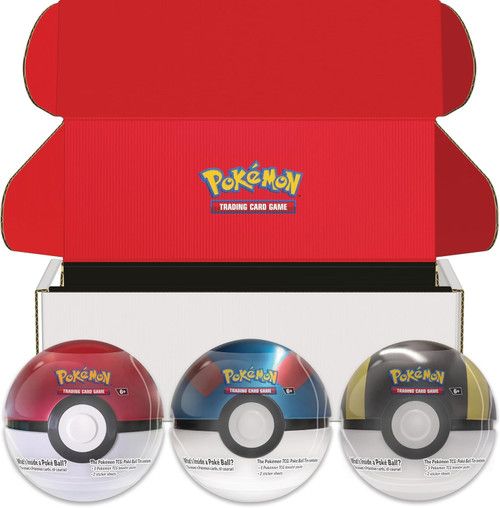 image for Pokemon Ball Tin Set of 3 In Display Box  (Poke Ball, Great Ball, and Ultra Ball, Pokemon Center)